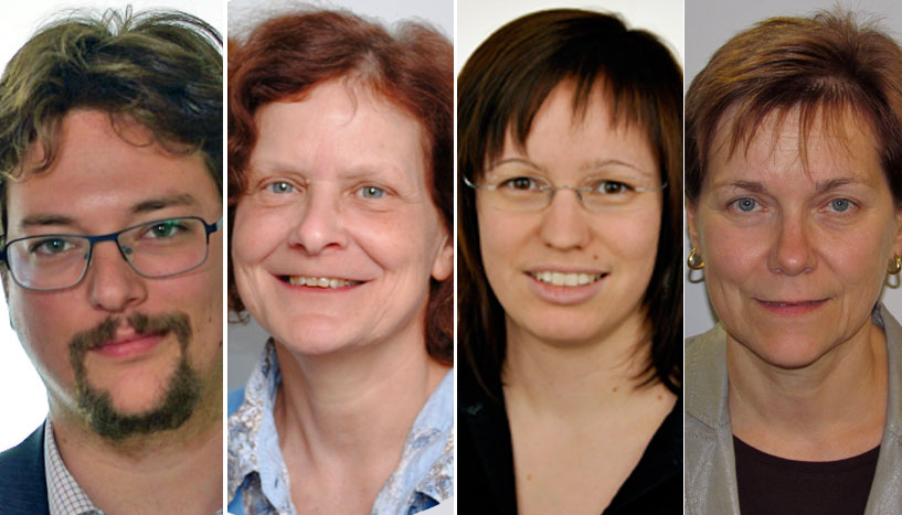 Portraits Jakob Pietschnig, Pia Deimann, Nicole Hirschmann und Ursula Kastner-Koller